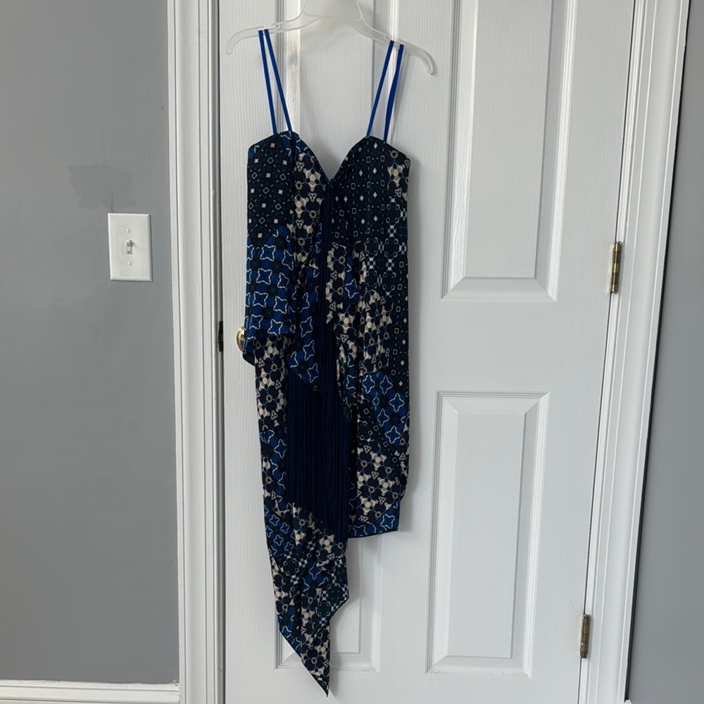 BCBGMaxAzria Blue Sequin Asymmetrical Cocktail Dress